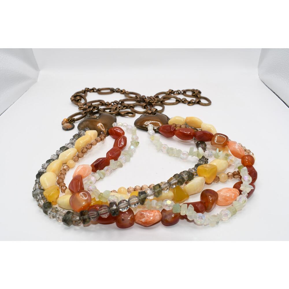 Chico’s Multi Strand Beaded Chain Belt Enamel Accents 49” Statement